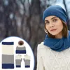 Gants de cyclisme d'hiver pour hommes et femmes, bonnet épais, bonnet tricoté, ensemble écharpe en laine pour femmes