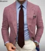 メンズ格子縞のブレザージャケットイングランドスタイルレトロ長袖ビジネスオフィススーツジャケットファッションシンプルなアウタージャケット男性240313