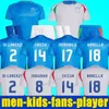 2024 Włochy Chiesa Soccer Jerseys Men Kids Kit 24 25 Włoski oszustwo nieruchome koszulki piłkarskie Raspadori Jorginho Barella Bastoni Verratti Maglia Fan Player Wersja