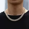 Hip Hop mode gros bijoux chaîne de luxe pas cher prix plein de Zircon rose 10mm Moissanite chaîne à maillons cubains pour hommes