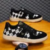Casual Shoes Spring And Autumn Men Canvas Checkered Versatile Vulcanized Black Fashion Sneakers