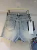 Jeans pour femmes DEAT Denim Shorts taille haute rayé vertical strass diamants bavures pantalons courts 2024 mode d'été 29L6753