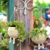 Jardinières Swing Face Planter Pot résine Tenture murale Planter Basket Unique Cartoon Face Style Green Plant pot Intérieur Extérieur Jardin Décor