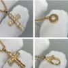 DF Baojia New Classic Cross Rose Gold Full Diamond Neckace Croce Pendants Classic Instagram Goddess