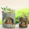 Jardim criativo micro paisagem musgo árvore caverna história decoração resina artesanato vaso de flores escritório planta suculenta decoração