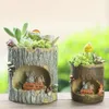 Micro paysage de jardin créatif, mousse, arbre, grotte, décoration d'histoire, Pot de fleur artisanal en résine, décoration de plante succulente pour bureau