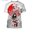 Camisetas para hombres Geisha japonesa Samurai Camiseta para hombre Cuello redondo Casual Short Slve Tops Ropa para hombre Verano de gran tamaño Harajuku Strtwear Y240315