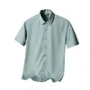 Summer mens Silk Shirt Short Sleeve smooth slim wrinkle resistant business casual mens wear middle-aged and young mens shirt