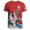 Camisetas para hombres Camiseta suelta grande para hombre Serbia para hombre para mujer Camiseta casual Bandera de Serbia Emblema nacional Impresión 3D Moda Cuello redondo Tops Y240321