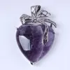 Anhänger Halsketten FYSL Versilberte Seide Liebesherz Amethyst Stein Für Geschenk Opalite Opal Romantischer Schmuck