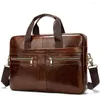 Briefcases Men's Briefcase Leather 14 "men's Laptop One Shoulder Crossbody Portable Business Bag