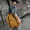 Backpack S.C.COTTON Vintage Leather Trim Casual Bookbag Men Women Laptop Travel Rucksack