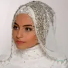 Bandanas Muslim Lange Schleier Hijab Luxus Perlen Kristall Brautschleier Eine Schicht Nach Maß Mode Hochzeit Zubehör