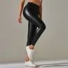 Lu Pant Align Limão Brilhante PU Couro Fiess Cuties Leggings Mulheres Cintura Alta Ginásio Treino Yoga Calças Ativas Esporte Calças Leggins 2024 Sportsw