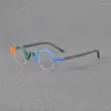 Zonnebrilmonturen Hoge kwaliteit halfronde bril voor mannen en vrouwen Vintage klein frame acetaat optisch maken receptglas