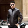 Haining – veste en cuir véritable pour hommes, coupe cintrée, col montant court, d'âge moyen, nouvelle collection automne/hiver