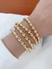 Bangle 3PCS Gold Silver Color Minimalist Irregular Wave Twisted Open Adjustable Bracelet For Women Simple Fashion Fine Jewelry