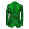 Abiti da uomo Uomo Elegante Raso Viso Paillettes Completo Cappotto Giacca con motivo floreale Bling Glitter Discoteca Prom DJ Blazer Abiti maschili