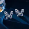 Stud Earrings Chic Fashion Colored Cubic Zircon Butterfly For Women Daily Wear