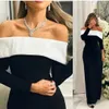 Vrouwen Elegant Zwart Wit Avond Formele Jurk 2024 Off Schouder Zacht Satijn Prom Partij Jassen Robe De Soiree Vestidos feest