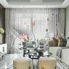 Curtains Modern New Chinese Ink Landscape Painting Tulle Curtains for Living Room Study Highend Bedroom Famous Hotel Tulle Curtain