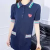 Grundläggande avslappnade klänningar Designer G Love Letter Mönster Klänning 24 Spring New Polo Neck Kort ärmar Kontrast Färg Slim A-line kjol Korean Edition Women's 7M40