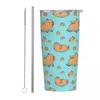 Tumblers Capybara Swimming Oranges Insulated Tumbler With Straws And Lid Animal Stainless Steel Travel Thermal Cup 20 Oz Smoothie Tea Mug