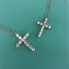 Designer tiffay and co S925 Sterling Silver Cross Pendentif Collier femme or rose minorité hommes chaîne de clavicule de luxe léger