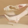 Stylish Toe High Heels Sandles Womens Slim Summer Sandal Women Pearl Sandals Fenty Slides Ankle Strap Wedges 240228