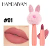 Handaiyan Matte Lipstick Długotrwałe nawilżające mini królik pluszowy pomruk 240305