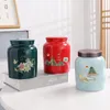 Storage Bottles Chinese Ceramic Tea Can With Lid Home Fruit Nuts Coffee Beans Medicinal Herbs Sealed Jar Kitchen Food Container Decoration