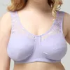 Women's Full Coverage Floral Lace Bralette Comfort Unlined Jacquard Wireless Bras Plus Size Minimizer Bra B C D DD DDD E F G H 211110