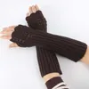 Cinq doigts gants mode femmes hommes couleur unie bras chaud longs mitaines à tricoter sans doigts automne hiver printemps chaud 12861