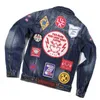 Men's Jackets 2022 Brand Mens Denim Jackets Mens Fashion Casual Slim Ripped Badge Jean Coats Street Hip Hop Punk Blue D2 Denim Coats x0913 x0913