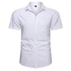 남성용 캐주얼 셔츠 플러스 크기 4xl 고품질의 비강화 셔츠 여름 짧은 슬리브 솔리드 남성 의류 정기적 인 사업