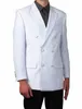 Herrenanzüge Design Weiß mit schwarzen Hosen Männer Anzug Zweireiher Jacke 2 Stück Smoking Bräutigam Blazer Prom Herren Terno Masculino