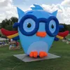 En gros 6mH (20ft) avec ventilateur personnalisé géant bleu gonflable hibou de nuit joli ballon pour la décoration de vacances d'événement