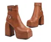 Boots Botas de Mujer Luxury Designers Ankel Platform Shoes Zip Ladies Cowboy Women Heels Big Size 48 Zapatos 042-16