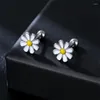 Stud Earrings 1PCS Punk Titanium Daisy Flower For Men Women Stainless Steel Screw Piercing Couple Jewelry Party Gift E397