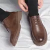Classic Retro Round Head Mens Schuhe Casual Driving Oxford Genuine Leder Party Schuhe Herrendicke Soled -Dating -Ladung 240402