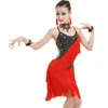 Palco desgaste meninas adolescentes borlas dança de salão roupas latina vestido crianças salsa competições trajes patinação artística