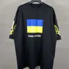 Projektantka Balanciaga T Shirt Slajd z kapturem rozświetl Balenciages Wysokiej jakości poprawna wersja poprawna wersja Wysokiej jakości B 24ss Nowy charytatywny przedni i tylny biały atrament DI DI