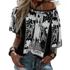 Women's T Shirts The Tower Tarot Card-Major Arcana-Fortune Telling-Occult Ruffle Short Sleeve T-Shirt V Neck Sexy Printed Shirt Tops