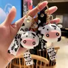 Criativo silicone corrente do telefone móvel animal vaca chaveiros personalidade dos desenhos animados bonito carro chaveiros anel saco pingente presente 2024