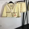 Two Piece Dress designer Embroidery Women Shirt Skirt Single Breasted Short Sleeved Cardigan Coat High Waist Streak Half Blouse L3P9