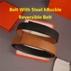 Omkeerbare riemen Designer riem met stalen HBuckle riem voor mannen en vrouwen Rundleer Mode tailleband Inclusief tas Box2771