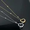 Simple Classic Designer Open Heart Necklace V Gold Plated 18K Love Heart Necklace Heart Collarbone Chain