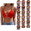 Women'S Tanks & Camis Womens Tanks Women Y Summer Sleeveless Halter Deep V Neck Crop Top Tie Up Backless Cami Camisole High Cut Drop D Otxyy