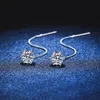 NeeTim 1CT Earrings S925 Sterling Silver Plated with White Gold Ear Wire Line Drop Earring Hoop Wedding Fine Jewelry 240227