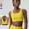 Lu Align Lemon Fiess Impact Mujeres Yoga Sujetador alto Color sólido Media cremallera Ropa interior deportiva Mantecoso Suave Gimnasio Crop Top Ropa deportiva transpirable nosotros